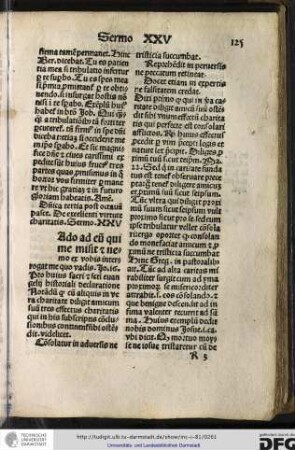 Dominica tertia post octavam pasce de excellenti virtute charitatis, sermo XXV.