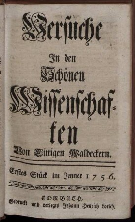 Erstes Stück im Jenner 1756.