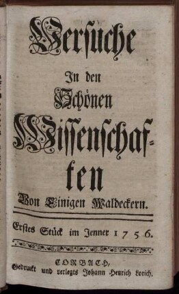 Erstes Stück im Jenner 1756.