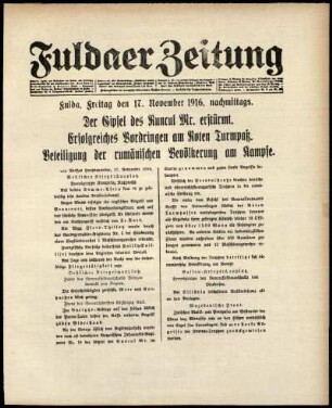 Ausgabe vom Freitag, den 17. November 1916.