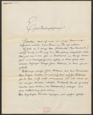 Brief an Ludwig Strecker  und B. Schott's Söhne : 21.06.1899