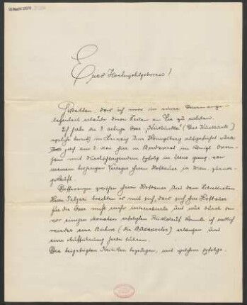 Brief an Ludwig Strecker <senior> und B. Schott's Söhne : 21.06.1899