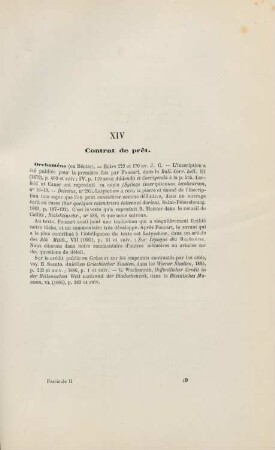 XIV. Contrat de prêt