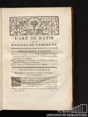 L'Art De Bâtir Des Maisons De Campagne. Premiere Partie.