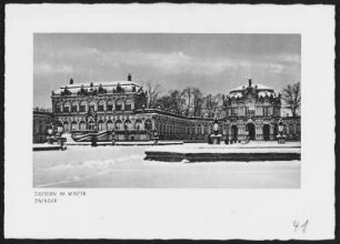 Dresden, Zwinger : Dresden-Altstadt. Zwinger (1709/1728; M. D. Pöppelmann). Zwingerhof gegen Wallpavillon, Winteraufnahme