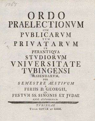 Vorlesungsverzeichnis 1767