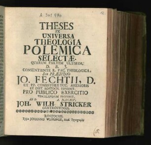 Theses Ex Universa Theologia Polemica Selectae