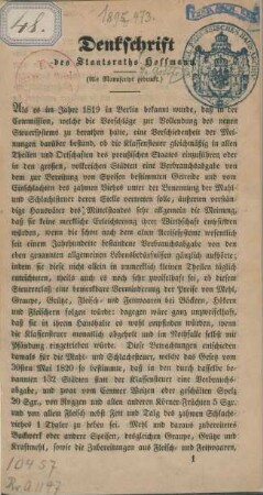 Denkschrift des Staatsraths Hoffmann