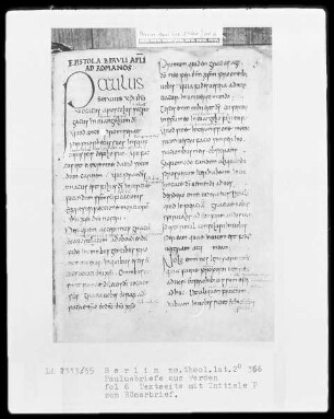 Paulusbriefe — Initiale P(aulus servus), Folio 6recto