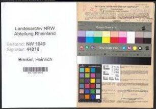 Entnazifizierung Heinrich Brinker , geb. 03.07.1899 (Lehrer)