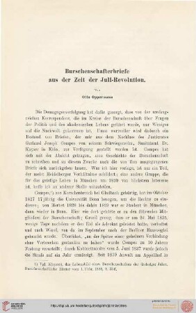13: Burschenschafterbriefe aus der Zeit der Juli-Revolution