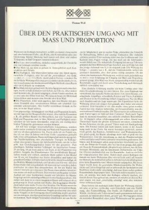 Über den praktischen Umgang mit Mass und Proportion