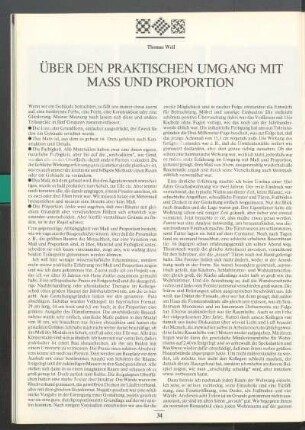 Über den praktischen Umgang mit Mass und Proportion