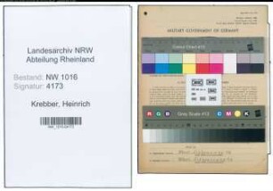 Entnazifizierung Heinrich Krebber , geb. 31.05.1907 (Monteur)