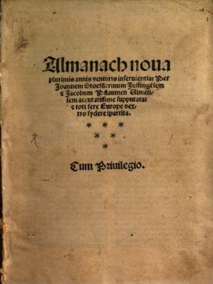 Almanach nova ab a. 1493 - 1531