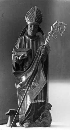 Heiliger Theodul : Heiliger Theodul. Holz, geschnitzt, gefaßt (um 1510). Tiefenbach (Sonthofen),Sankt Barbara, Chor