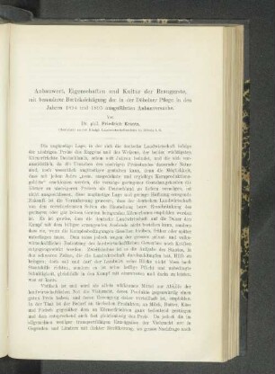 Anbauwert, Eigenschaften und Kultur der Braugerste [...]