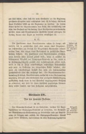 IV. Von dem Gemeinde-Vorstande