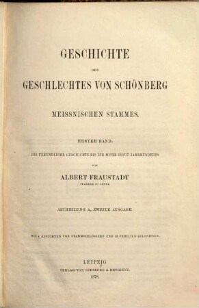 Geschichte des Geschlechtes von Schönberg Meissnischen Stammes, I,A