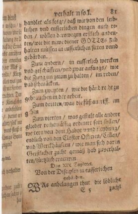 Das XIX. Capittel. Von der Disciplin in eusserlichen gebärden.
