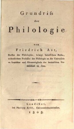 Grundriß der Philologie