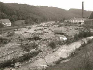 Unwetterkatastrophe im Osterzgebirge am 8./9. Juli 1927. Müglitztal bei Bärenstein, Ortsteil Bärenklau