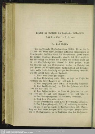 Regesten zur Geschichte des Buchdrucks 1501-1520 : Aus den Basler Archiven