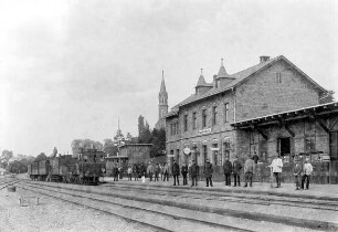 Bahnhof (Bahnhof, Bruchsteinmauerwerk, heute verputzt); Frankenberg, Bahnhof Frankenberg