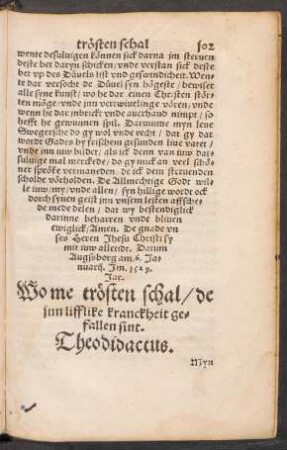 Wo me trösten schal/ de inn lifflike kranckheit gefallen sint.