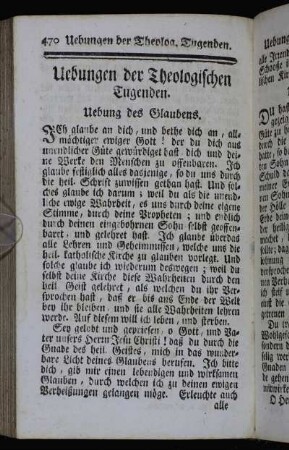 Uebungen der Theologischen Tugenden.