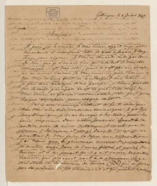 Brief von Friedrich Wöhler an Gioacchino Taddei, Göttingen, 4.7.1847