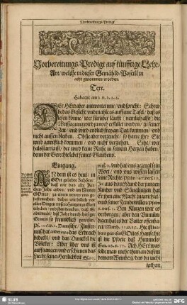 Vorbereitungs-Predigt auf künfftige Lehr-Art, welche in dieser Gemähld-Postill in acht genommen worden