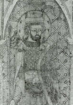 Pirnaer Antependium mit den Heiligen, Aposteln, Evangelisten, Marienkrönung und Johannes dem Täufer : Seidenstickerei, Pirnaer Antependium, vor 1350