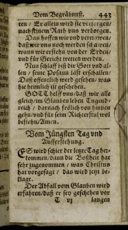 Vom Jüngsten Tag und Aufferstehung.