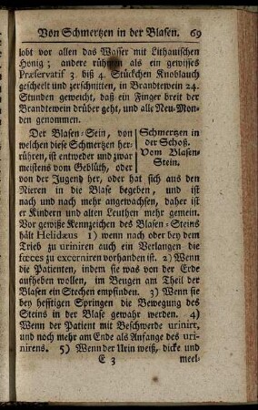 Schmertzen in der Schoß. Vom Blasen-Stein.