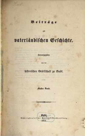 Beiträge zur vaterländischen Geschichte. 5, 5. 1854