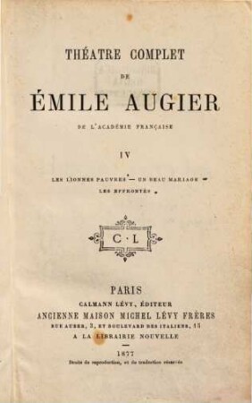 Théâtre complet de Émile Augier. IV