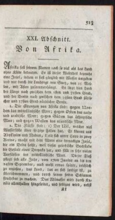 XXI. Abschnitt. Von Afrika