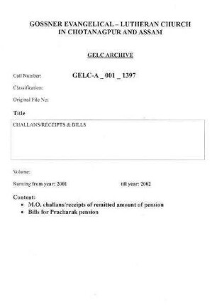 CHALLANS/RECEIPTS & BILLS