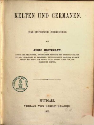 Kelten und Germanen : eine historische Untersuchung