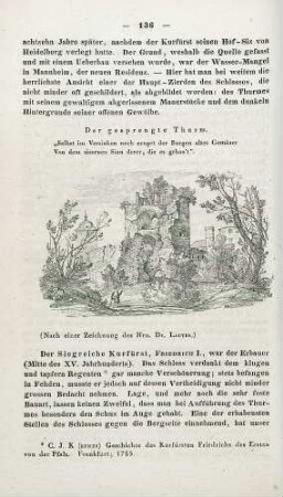 Gepsrengter Turm des Heidelberger Schlosses