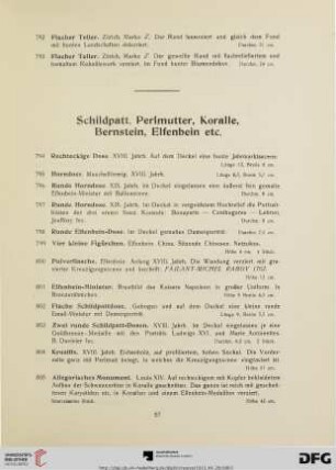 Schildplatt, Perlmutter, Koralle, Bernstein, Elfenbein (Nr. 794-806)
