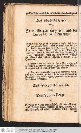 Von denen Bergen insgemein Und der Cavea Martis insonderheit