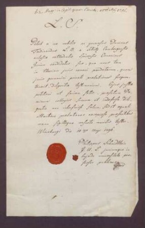 Würzburger Studienzeugnisse des Ferdinand Christoph Karl Schütz von Holzhausen.