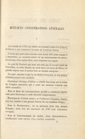 Quelques considérations générales