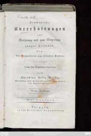 Dramatische Unterhaltungen zur Belehrung und zum Vergnügen junger Personen