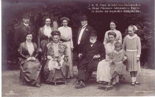 Fürst Wilhelm von Hohenzollern und seine Braut Prinzessin Adelgunde von Bayern im Kreise der bayerischen Königsfamilie