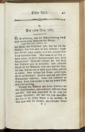 V. Den 15ten May, 1767