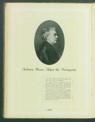 Señora Rosa Alget de Tornquist [Fotografía en perfil]