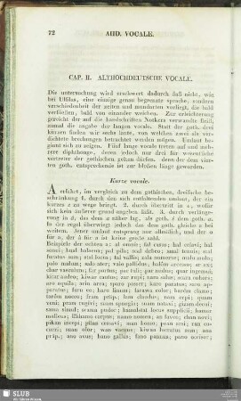 Cap. II. Althochdeutsche Vocale